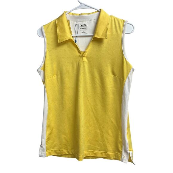 adidas Tops - Adidas Clima Cool Yellow White Golf Polo Sleeveless Shirt Small
